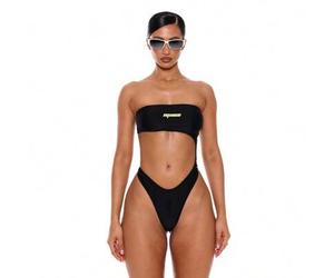 Bandeau Extreme Cut Out Cheeky Back "Muse" grafischer Muster High Leg Bikinihose Badeanzüge Sommer Frühling Urlaub Sexy Club Ibiza Strandmode