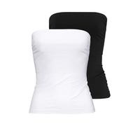 Bandeautop MELROSE, Damen, Gr. 40, schwarz-weiß (schwarz, weiß), Jersey, Obermaterial: 95% Baumwolle, 5% Elasthan, unifarben, Basic, sehr figurbetont, Tops, mit Raffung an der Naht, durchgestepptes Ru