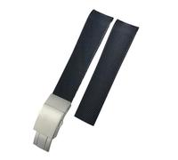 BANDKIT Gummi-Uhrenarmband für Longines Hydroconquest L3 781 782 VHP Uhrenarmbänder, 19 mm, 20 mm, 21 mm, Schwarz / Blau, 21 mm, Azetat, Kein Edelstein