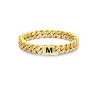 Bandmax Armband Herren Gravur Edelstahl Armbänder Männer Kubanisches Armband 9mm vergoldetes Gliederarmband 19cm Armkette Panzerarmband Gold Armreif Cuban Link Bracelet Armschmuck für Rocker