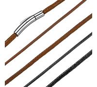 Bandmax braun geflochten Lederkette 50cm 2mm breit Leder Halskette mit Edelstahl Verschluß Lederband Collier für Frauen Herren Ersatzkette für Anhänger Schmuck