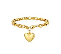 Bandmax Damen Armband 22cm Herz Kette Gold Edelstahl Armband mit Herz Gliederarmband für Mädchen und Frauen