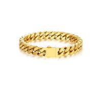 Bandmax Goldene Panzerkette Armbänder Herren Edelstahl Panzerarmband Männer Miami Gliederarmband 9mm/21cm Kubanische Armkette Gold Armreif vergoldetes Kettenarmband Armschmuck für Opa