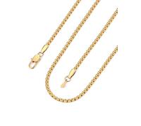 Bandmax Halskette Edelstahl Herren Damen Venezianer Kette für Männer Gliederkette 2/4/6mm Breit Box Link Kette Silber/Gold/Schwarz Venezianisch Briolette Ketten Halsreif Halsschmuck, Länge 35-76cm