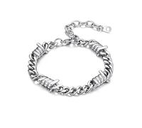 Bandmax Herren Dornen-Armband Edelstahl Gliederkette Armband für Männer Panzerkette Armbänder Jungen Gliederarmband Thorns-Kette Armkette 7mm Armreif Armschmuck Modeschmcuk für Ehemann