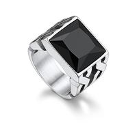 Bandmax Herren Siegelring Edelstahl Bandring mit Schwarz/Blau Stein | Wikinger Ringe 14MM breit, Onyx Ring Männer Freundschaftsringe, Keltischer Schmuck, Größe 54mm-72mm wählbar