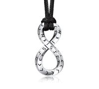 Bandmax Infinity Kette Damen Unendlichkette mit Halskette Edelstahl Herren Runen Anhänger mit Leder Kunstlederkette Schwarz Viking Möbius Kette Unendlich Halskette Amulett Schmuck für Hochzeit