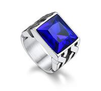 Bandmax Keltischer Siegelring Ringe für Herren Größe 69mm Edelstahl Ring mit Stein 14MM breit Freundschaftsring Bandring Blauer Ringe Jungen Accessoires Schmuck
