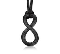 Bandmax Ketten für Herren Halskette Edelstahl Unendlich Anhänger mit Runen Kette Männer Lederband mit Infinity Anhänger Möbius Amulett Glücksbringer Nordisch Wikinger Schmuck Accessoire für Karneval