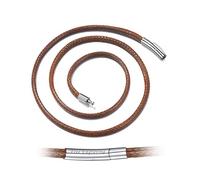 Bandmax Lederkette ohne Anhänger mit personalisiert Edelstahl Verschluß für Damen 3mm breit braun Lederband Collier 40cm geflochten Leder Halskette für Jungen Mädchen