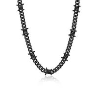 Bandmax Männer Kette Edelstahl Halskette Herren Stacheldrahtkette Dornen Panzerkette 7mm Dornen Kette Schwarz Herren Gliederkette 55cm Kubanisch Kette Halsreif Schwarz Modeschmuck für Geburtstag