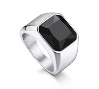 Bandmax Onyx Ring Herren Siegelring Damen Edelstahl Ring mit Stein Schwarz/Rot/Blau/Grün Bandring 12MM breit Herren Schmuck Accessoires Größe 54mm bis 72mm wählbar