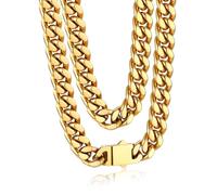 Bandmax Panzerkette Herren Kette Edelstahl Halskette 5/7/9/12MM breit Damen Kubanische Kette Silber/Gold/Schwarz Gliederkette Männer Hip Hop Kette Schmuck Auswählbare Kettenlänge 45-76CM