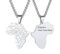 Bandmax personalisiert Afrika Kette Edelstahl Afrikanische Landkarte Anhänger mit 55+5cm/3mm Weizenkette Hip Hop Afrika Landesgrenze Modeschmuck Accessoire