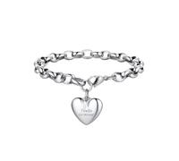 Bandmax Personalisiert Armband 22cm Edelstahl Herz Kette Damen Ankerkette Mädchen Armband mit Herz Gliederarmband Kette Schmuck für Valentinstag Weihnachten