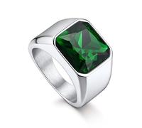 Bandmax Ringgrüner Stein Bandring Edelstahl Ringe für Damen Siegelring Größe 59mm Ring mit grünem Stein 12MM breit Freundschaftsring Modeschmuck für Geburtstag Accessoires