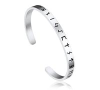 Bandmax Runen Armband Herren Offener Armreif Männer Edelstahl Armband 6MM breit Armspange Cuff Manschettenarmband Silber Herrenarmband Wikinger Schmuck für Vatertag