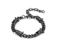 Bandmax Schwarz Armband Herren Edelstahl Gliederarmband 18cm Herren Kubanische Panzerkette Armband Männer Dornen Panzerarmband Schwarz Gliederkette Armkette Modeschmuck für Rapper