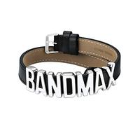Bandmax Schwarz Leder Collier Damen Halskette Choker Kette Halsband Personalisiert Namenkette mit Buchstaben/Zahlen/Zeichen Charms DIY Necklace Punk Lederkette Modeschmuck für Geburtstag