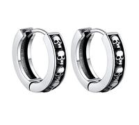 Bandmax Totenkopf Creolen Ohrringe aus Edelstahl Totenkopf Ohrringe für Männer Frauen Punk Street Style Schädel Kreolen Klappcreolen Mode Schicker Ohrschmuck Accessoire