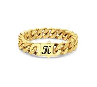 Bandmax Vergoldete Armbänder Herren Edelstahl Gliederarmband 19cm Miami Panzerarmband Männer Gliederkette Buchstabenarmband 12mm Damen Kubanisches Kettenarmband Gold Armkette Armschmuck für Hochzeit