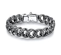 Bandmax Wikinger Armband Herren Edelstahl Kubanisches Armband Keltischer Knoten Panzerarmband Partnerarmbänder für Geburtstag Wikinger Schmuck Länge 19 CM