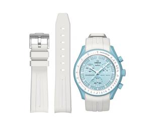 Bands for Moonswatch Watch Curved No Gap Rubber Strap Compatible with Omega X Swatch Moonswatch Speedmaster/Rolex/SEIKO 20mm Watch Swatch Omega M