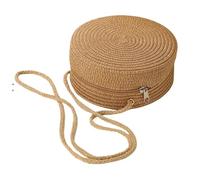 BANGHA Strohtasche,Strohtasche Damen Handgefertigte, schicke, runde, gewebte Umhängetaschen for Frauen, handgefertigte Schultertasche aus Stroh, perfekt for den Strandurlaub(Brown)