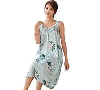 BANLUX Damen Nachthemd - Lose Schlafende Hauskleidung Pyjamas Für Frauen Sexy Nachtwäsche Eisseide Hosenträger Nachthemd Pyjama Femmes Pyjama Mit Blumendruck, Stil C, L