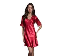 BANLUX Damen Nachthemd - Mode Damen Spitze Sexy Sling Nachthemd Damen Sexy Dessous Satin Nachtwäsche Spitze Nachtwäsche Homewear Pyjama Femme Loungewear,Rot,XXL