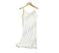 BANLUX Damen Nachthemd - Seiden-Nachthemd Für Damen, Romantisches, Sexy Spitzen-Camisoles-Nachthemd, Schwarzes, Lockeres, Bequemes Nachthemd Mit V-Ausschnitt, Einfarbig, Stil A, XL