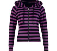 Banned Alternative Cat Ears Striped Hoodie Kapuzenpullover schwarz lila in M