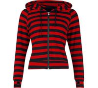 Banned Alternative Cat Ears Striped Hoodie Frauen Kapuzenpullover schwarz/rot S