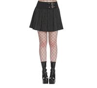 Banned Alternative Mini Wickelrock Black Core Pinstripe Nadelstreifen Faltenrock, Größe:L