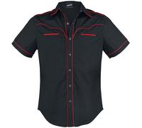 Banned Alternative Plain Trim Kurzarmhemd schwarz rot in S
