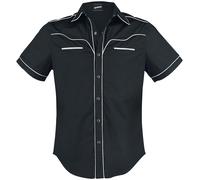 Banned Alternative Plain Trim Kurzarmhemd schwarz weiß in XL