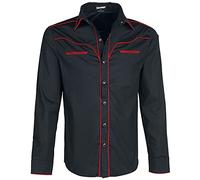 Banned Alternative Plain Trim Männer Langarmhemd schwarz/rot XXL