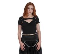 Banned Alternative Top Lunar Serenade Cut Out Ausschnitt Gothic Ringe Punk, Größe:L