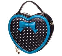Banned Apparel Great Heights Retro Rockabilly Polka Dot Heart Shaped Bag Black Black