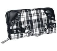 Banned Apparel Handcuffs Red Tartan Plaid Punk Goth Skull Zip Around Wallet