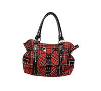 Banned Apparel Rockabilly Schottenkaro/kariert Schulter Handtasche - rot Schottenkaro, Einheitsgröße