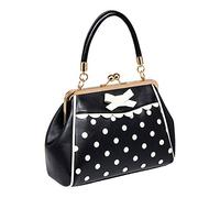 Banned Apparel verrückt Vintage 50s Rockabilly gepunktet retro Handtasche - Schwarz/Weiß