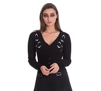 Banned Bat Lady Bestickte Fledermäuse Goth Gotisk V-Neck Strickjacke (x_l)