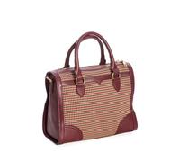 Banned Damen Tasche »Uptown Girl Vintage« Pepita Check Karo Retro Henkel Handbag (Bordeaux/Beige/Rot/Schwarz)