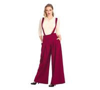 Banned Diamond Palazzo Hose Hohe Taille Hosenträger Vintage Hose Retro 40er 50er Jahre, rot, S