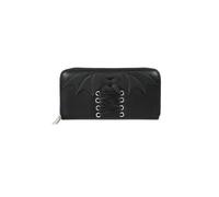 Banned Glamorama Geldbörse - Gotische schwarze Geldbörse mit Fledermausflügeln und Korsett-Design