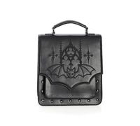 Banned Gothic Bat Rucksack - Umhängetasche aus schwarzem Kunstleder mit Nieten und Klappe