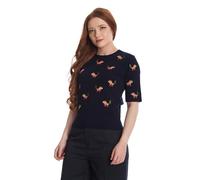 Banned Retro Halbarm Pullover Scandi Fox Navy Vintage Rockabilly Fuchs Füchse, Größe:M