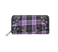 Banned Tartan Handcuff Purse Purple