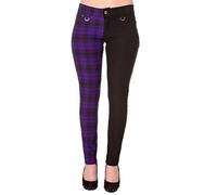Banned Tartan Karo Emo Punk Geteilte Beine Lila Enge Hose Für Damen (2XL - 44)